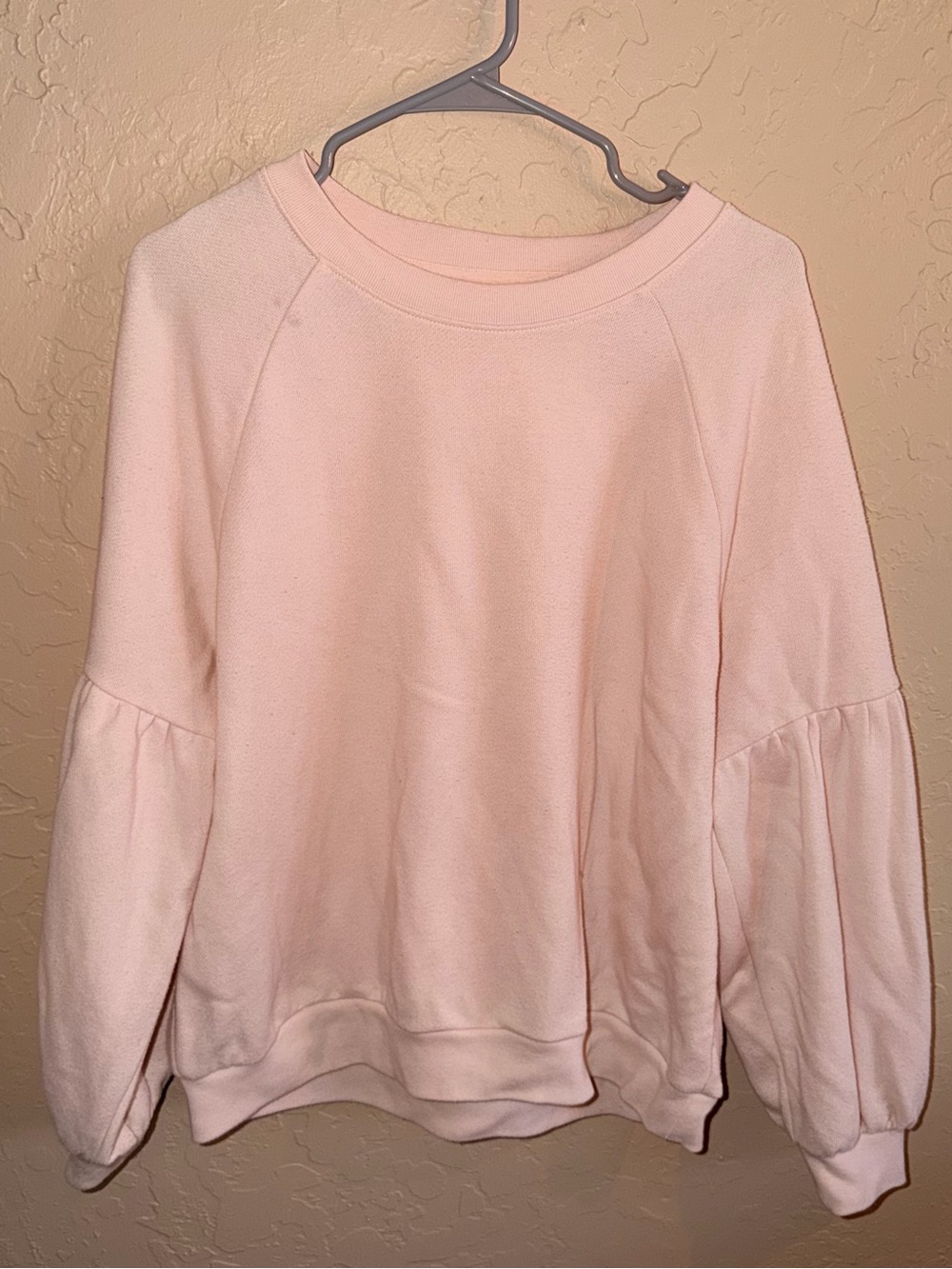 aerie Pale Pink Puff-Sleeve Crewneck Sweatshirt